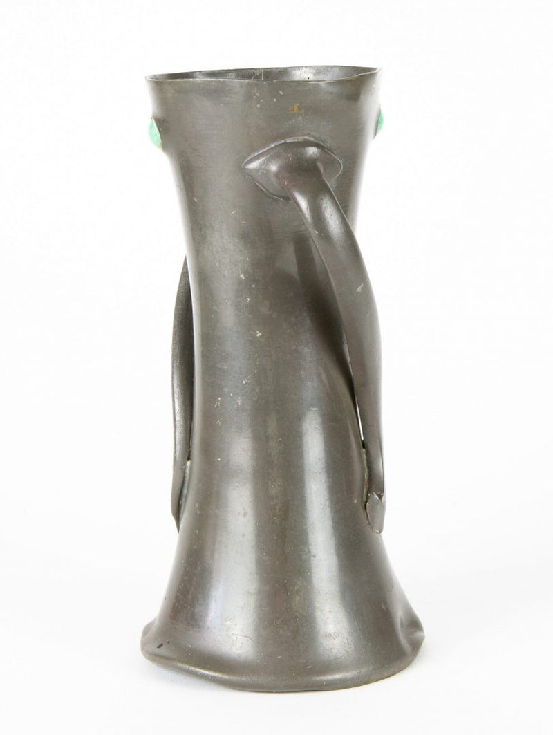 OLIVER BAKER for LIBERTY &amp; Co. - TUDRIC PEWTER ENAMEL STONE TWIN HANDLED VASE 030