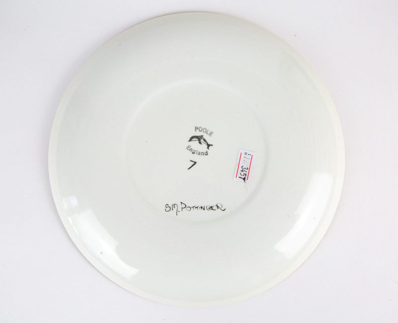 SM POTTINGER for POOLE POTTERY - PURPLE IONIAN SHAPE 7 FLORAL PLATE DISH CHARGER
