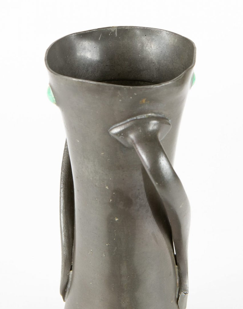 OLIVER BAKER for LIBERTY &amp; Co. - TUDRIC PEWTER ENAMEL STONE TWIN HANDLED VASE 030