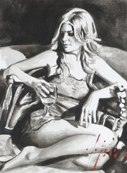 FABIAN PEREZ, 'TERESA WITH WHITE II', ORIGINAL WATERCOLOUR PAINTING, SIGNED