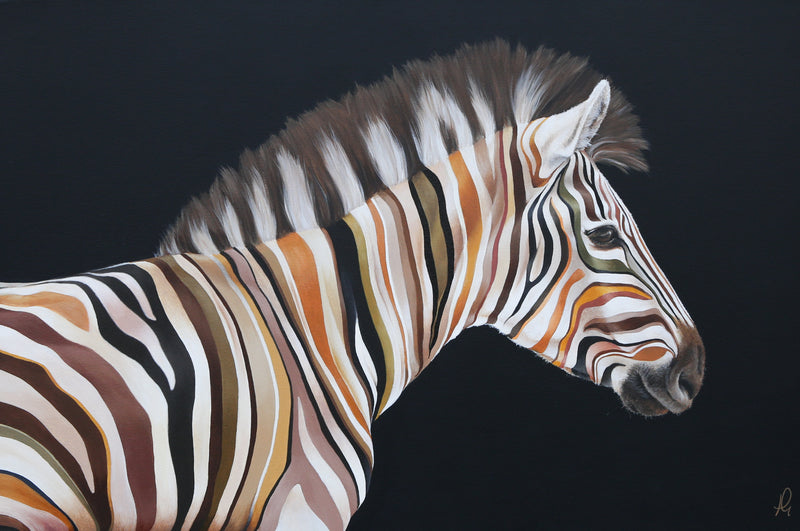 HAYLEY GOODHEAD, 'MR BROWN', ZEBRA, LARGE ORIGINAL OIL PAINTING, SIGNED