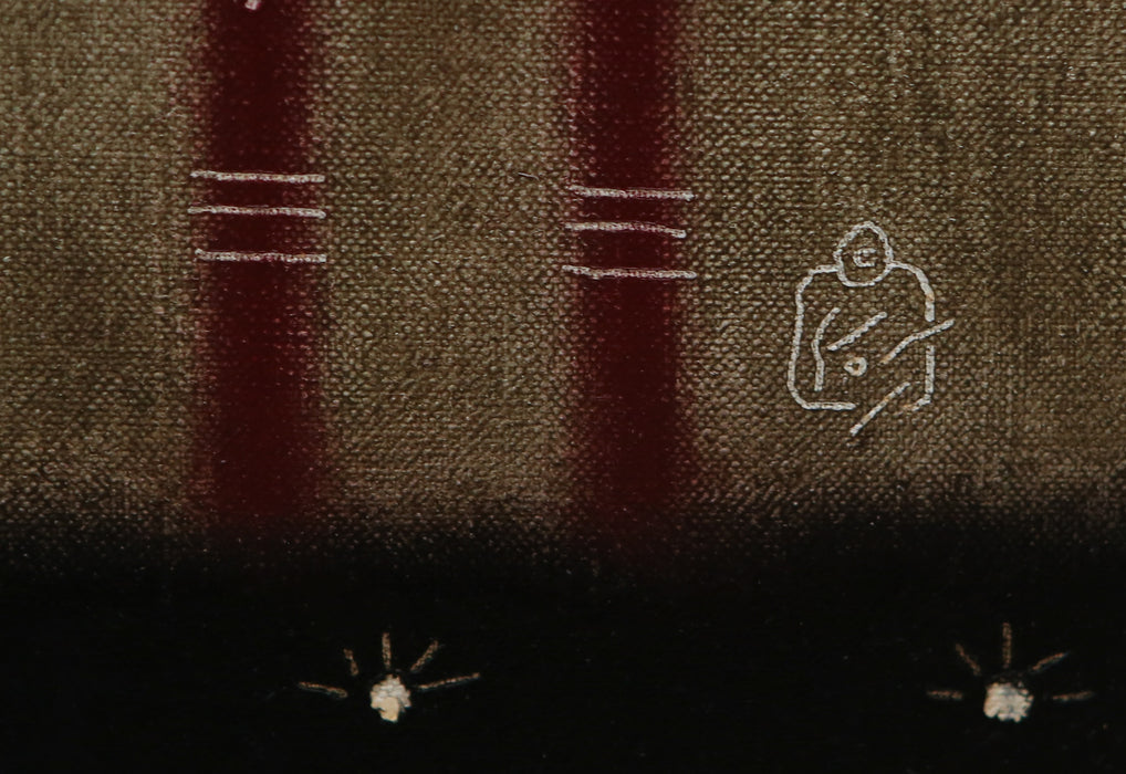 GOVINDER NAZRAN, 'HOLY DOG', RED, LARGE ORIGINAL OIL PAINTING, SIGNED