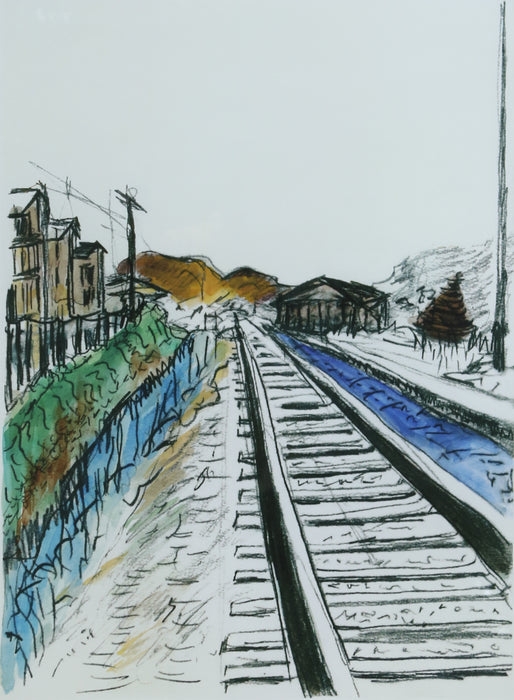 BOB DYLAN, 'TRAIN TRACKS' (WHITE), MEDIUM LIMITED EDITION DRAWN BLANK PRINT 2012