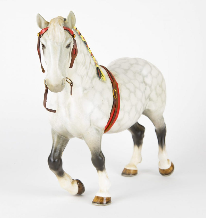 BESWICK 'PERCHERON' LARGE HARNESSED DAPPLE GREY SHIRE SHOW HORSE FIGURE No. 2464