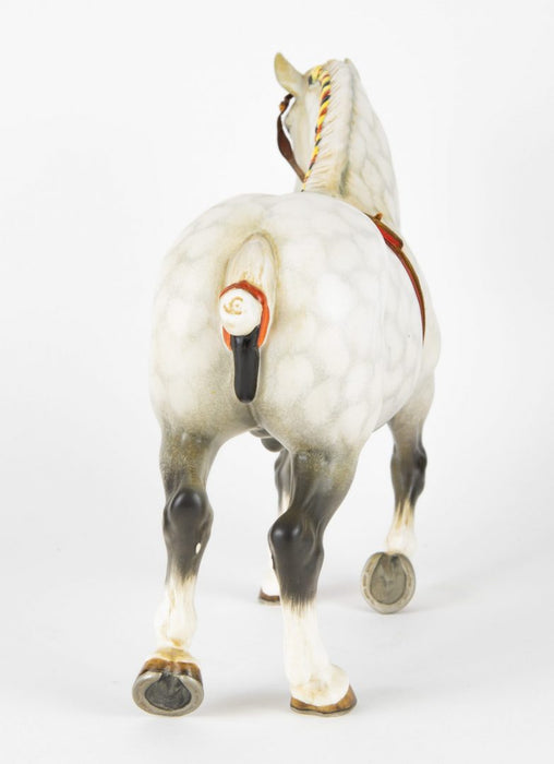 BESWICK -PERCHERON- LARGE HARNESSED DAPPLE GREY SHIRE SHOW HORSE FIGURE No. 2464
