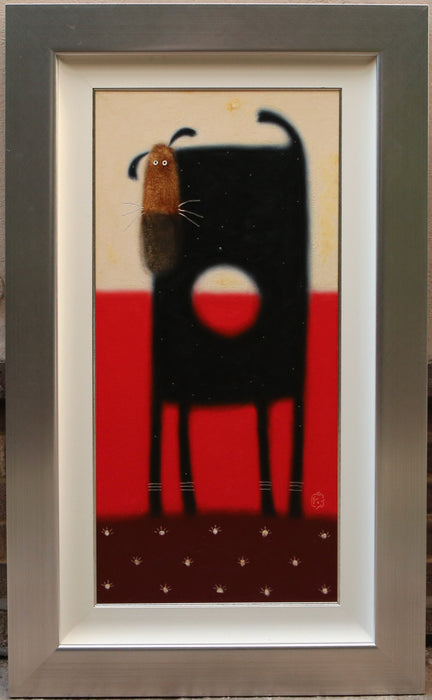 GOVINDER NAZRAN, 'HOLY DOG', BLACK, LARGE ORIGINAL OIL PAINTING, SIGNED
