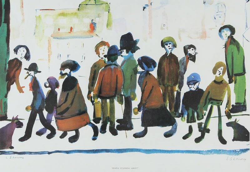 L.S. LAURENCE STEPHEN LOWRY, 'PEOPLE STANDING ABOUT', SIGNED LIMITED EDITION PRINT 209/500
