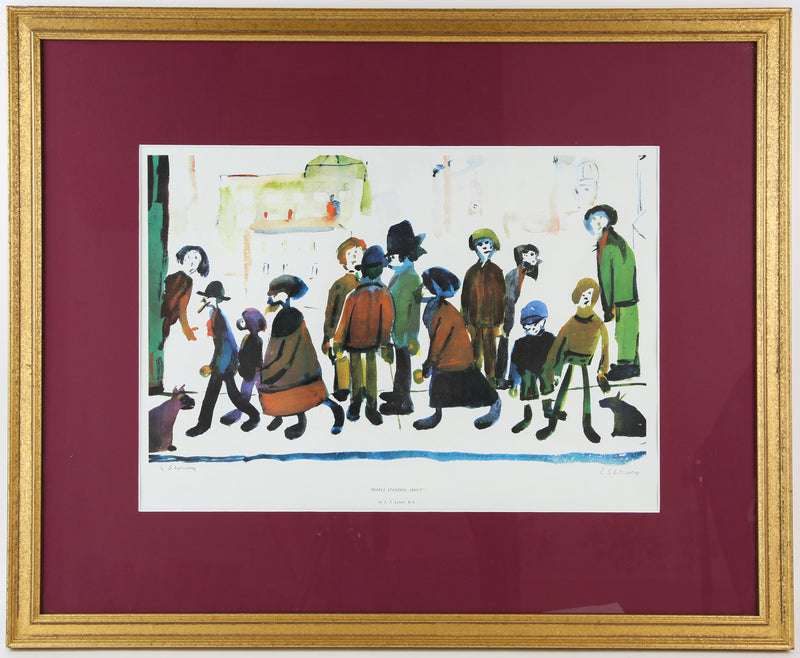 L.S. LAURENCE STEPHEN LOWRY, 'PEOPLE STANDING ABOUT', SIGNED LIMITED EDITION PRINT 209/500