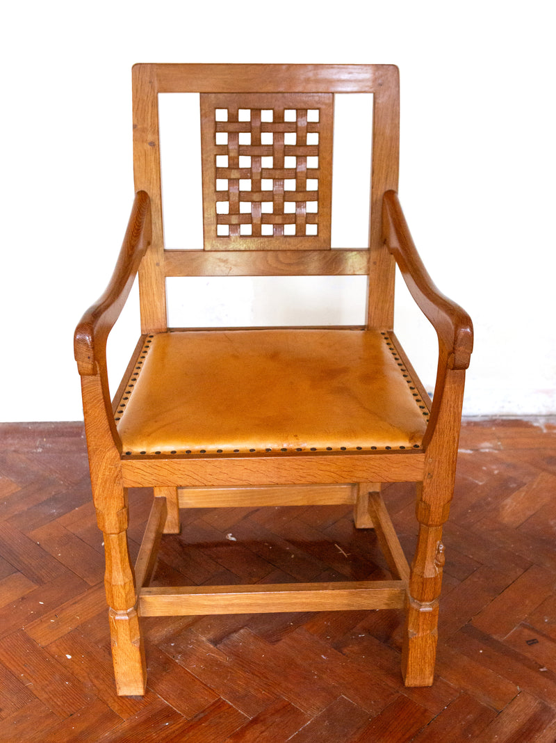 ROBERT 'MOUSEMAN' THOMPSON OF KILBURN - SOLID OAK 6FT DINING TABLE & CHAIRS SET