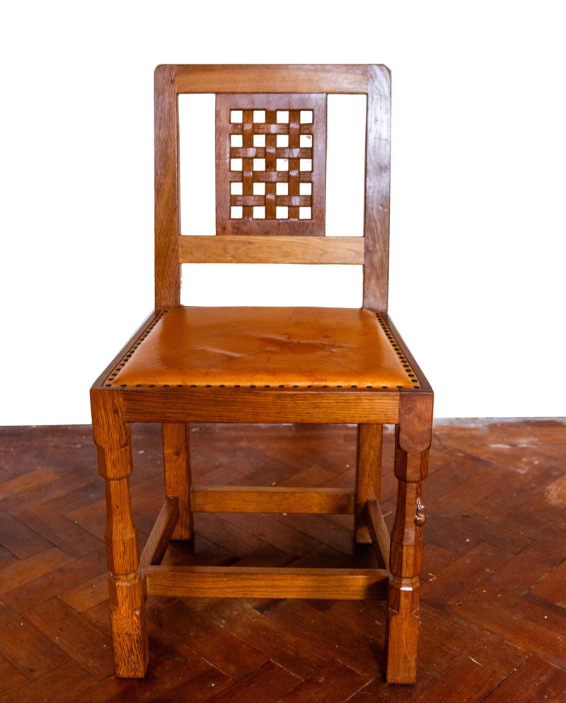 ROBERT 'MOUSEMAN' THOMPSON OF KILBURN - SOLID OAK 6FT DINING TABLE & CHAIRS SET