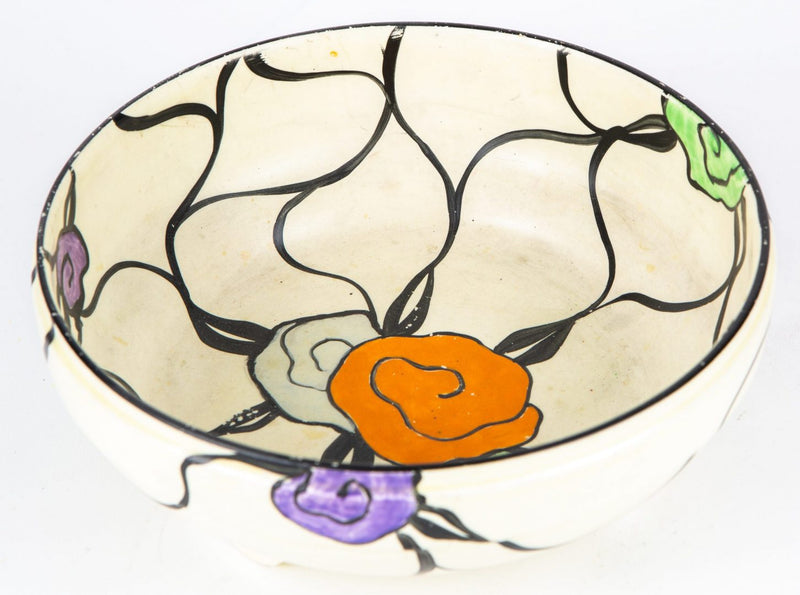 CLARICE CLIFF 'LATONA' ART DECO NEWPORT POTTERY BIZARRE FOOTED SERVING BOWL DISH