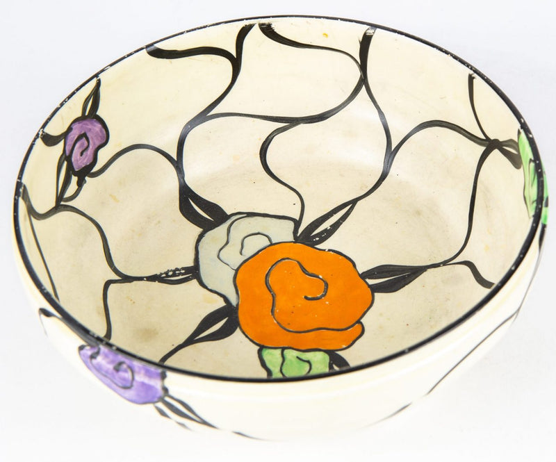 CLARICE CLIFF 'LATONA' ART DECO NEWPORT POTTERY BIZARRE FOOTED SERVING BOWL DISH