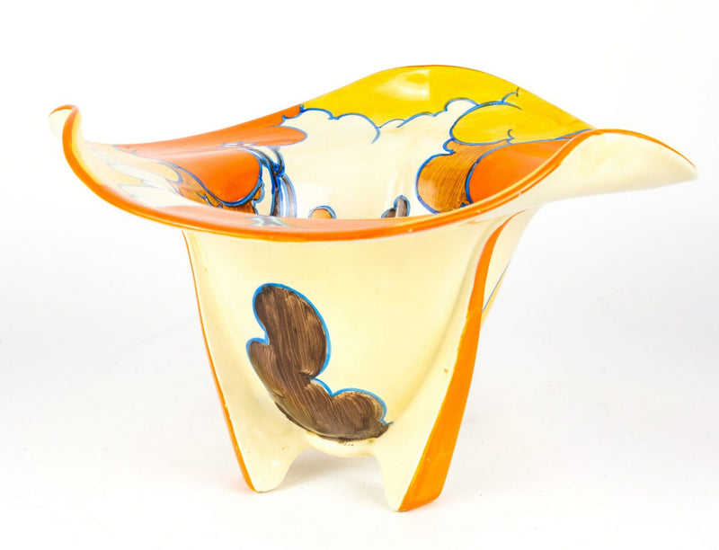 CLARICE CLIFF 'ORANGE AUTUMN' NEWPORT FANTASQUE BIZARRE TRI-FORM VASE