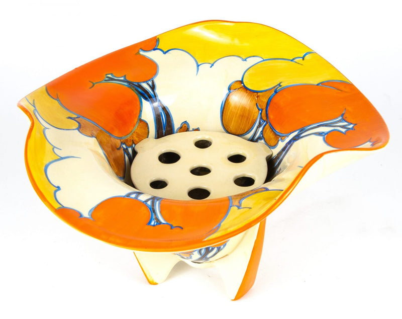 CLARICE CLIFF 'ORANGE AUTUMN' NEWPORT FANTASQUE BIZARRE TRI-FORM VASE