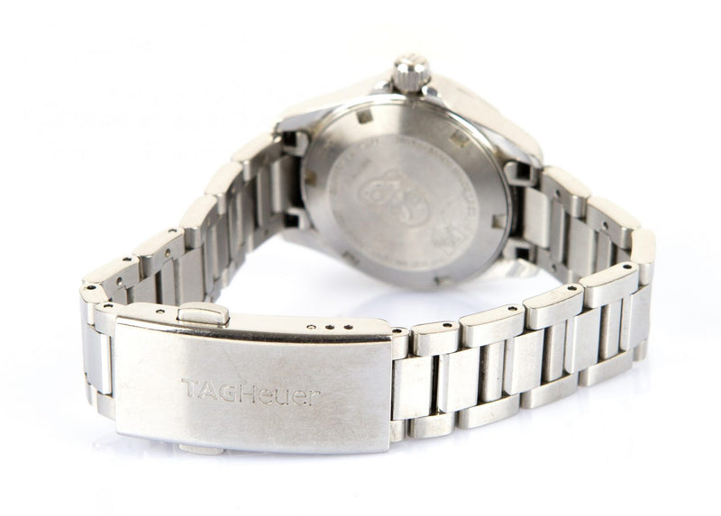 TAG HEUER 'AQUARACER' LADIES STAINLESS STEEL BRACELET MOTHER PEARL QUARTZ WATCH, WAY1412