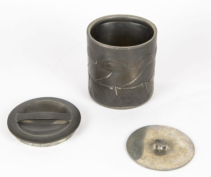 ARCHIBALD KNOX for LIBERTY &amp; Co. - TUDRIC PEWTER TOBACCO BOX BISCUIT BARREL POT No. 0193