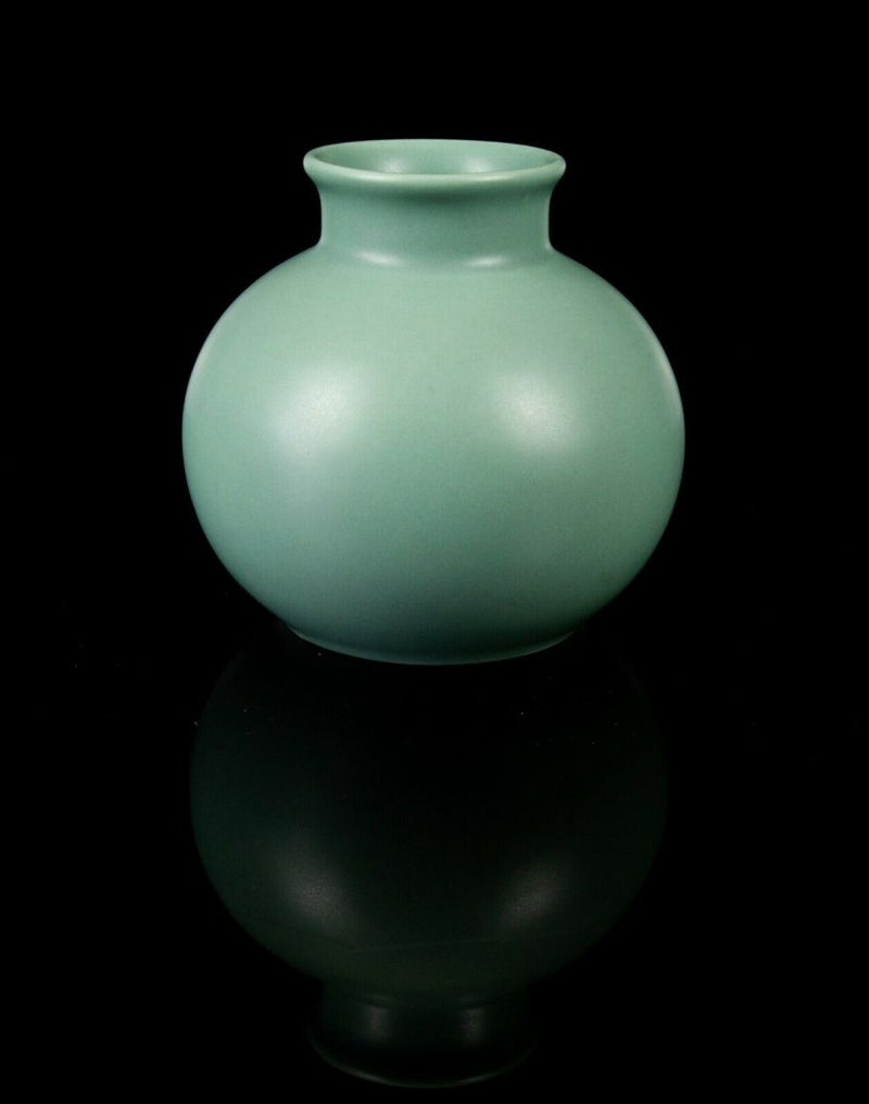 POOLE POTTERY - SET OF 3 BLUE GREEN IRIDESCENT WHITE 4" GLOBULAR GLOBE OVOID VASES