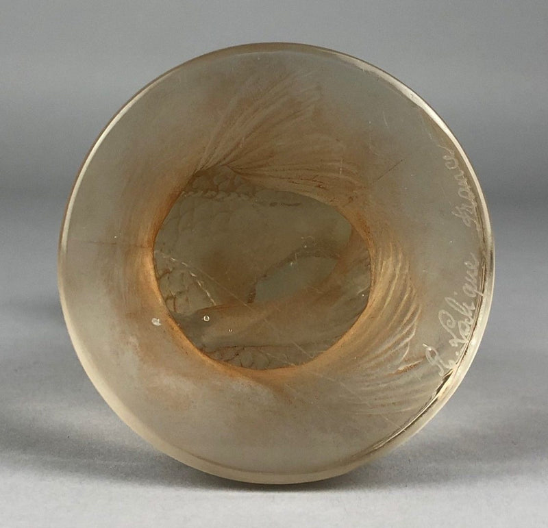 R LALIQUE, FRANCE 'NAIADE' LARGE MERMAID CLEAR/SEPIA GLASS CAR MASCOT FIGURE 832