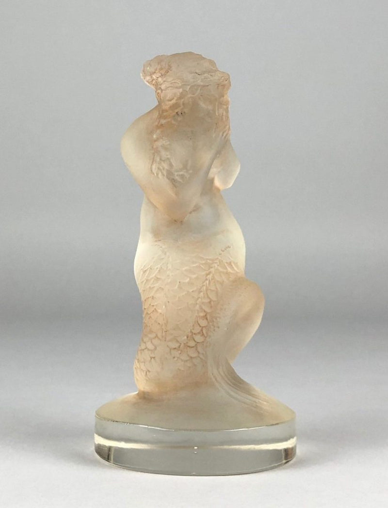 R LALIQUE, FRANCE 'NAIADE' LARGE MERMAID CLEAR/SEPIA GLASS CAR MASCOT FIGURE 832