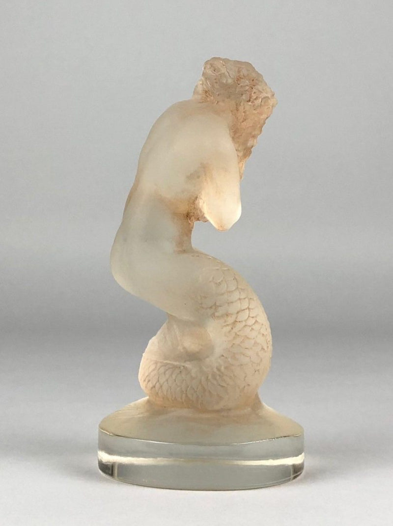 R LALIQUE, FRANCE 'NAIADE' LARGE MERMAID CLEAR/SEPIA GLASS CAR MASCOT FIGURE 832