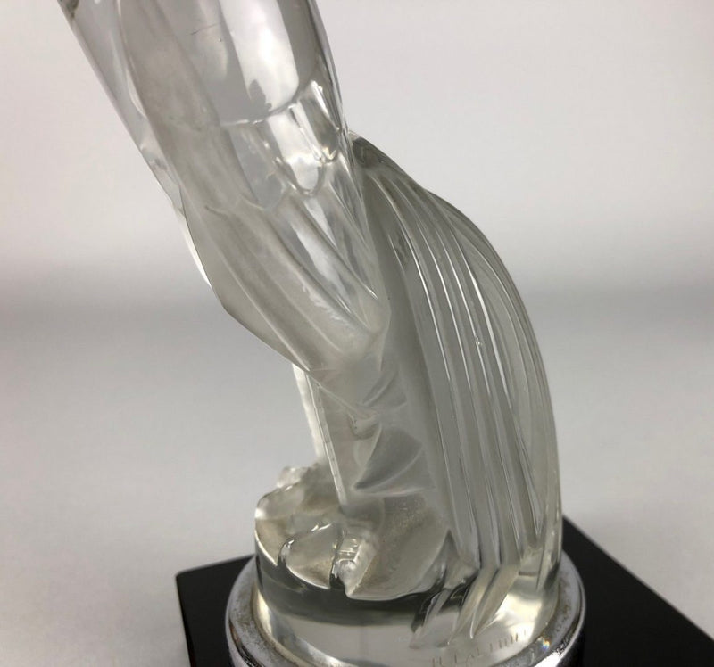 R LALIQUE, FRANCE 'SERRE LIVRES COQ HOUDAN' GLASS COCKEREL MASCOT BOOKENDS No. 1161