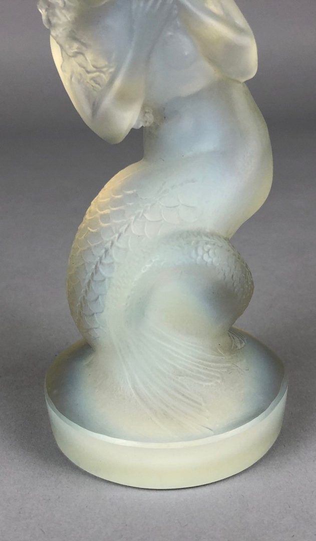 R LALIQUE 'NAIADE' LARGE MERMAID OPALESCENT BLUE GLASS CAR MASCOT FIGURE No. 832