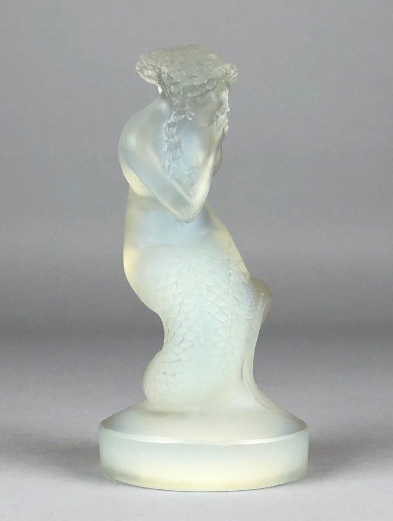 R LALIQUE 'NAIADE' LARGE MERMAID OPALESCENT BLUE GLASS CAR MASCOT FIGURE No. 832
