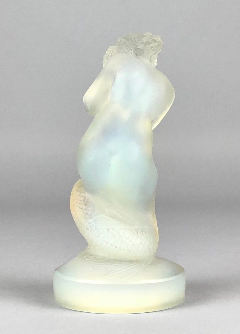 R LALIQUE 'NAIADE' LARGE MERMAID OPALESCENT BLUE GLASS CAR MASCOT FIGURE No. 832