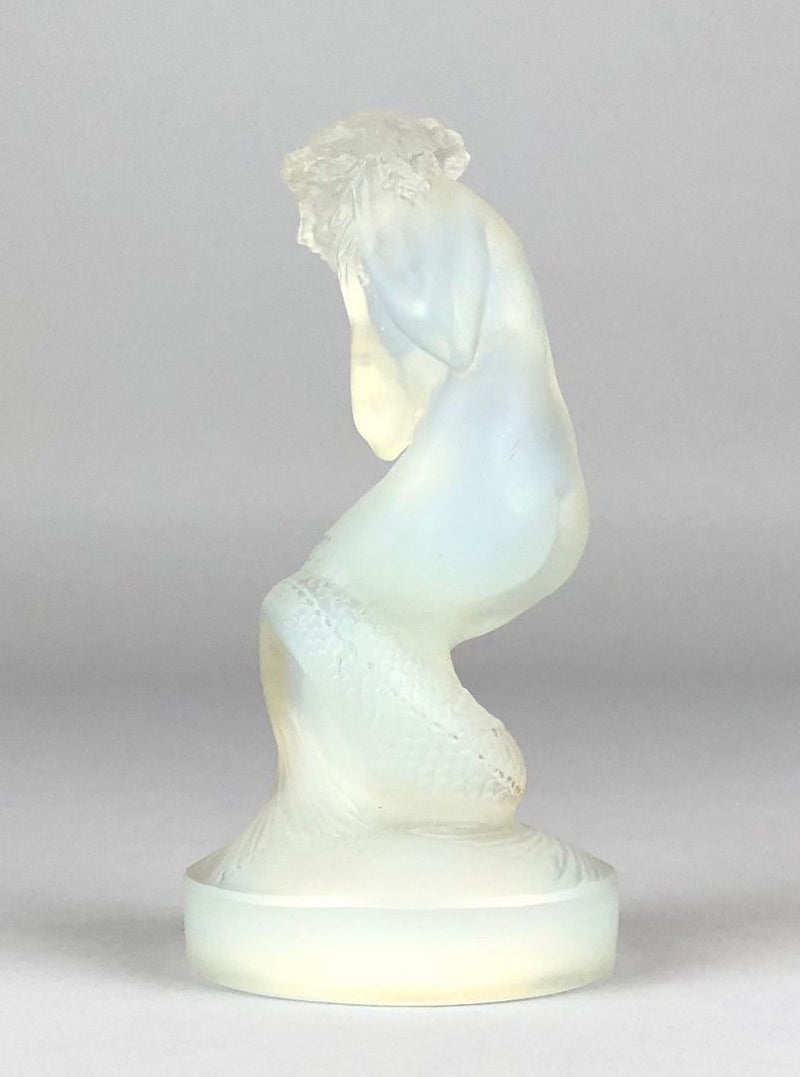 R LALIQUE 'NAIADE' LARGE MERMAID OPALESCENT BLUE GLASS CAR MASCOT FIGURE No. 832
