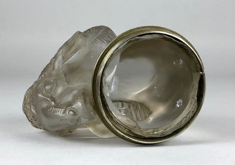 R LALIQUE 'TÊTE DE BELIER' RAMS HEAD CLEAR/FROSTED GLASS CAR MASCOT FIGURE 1136