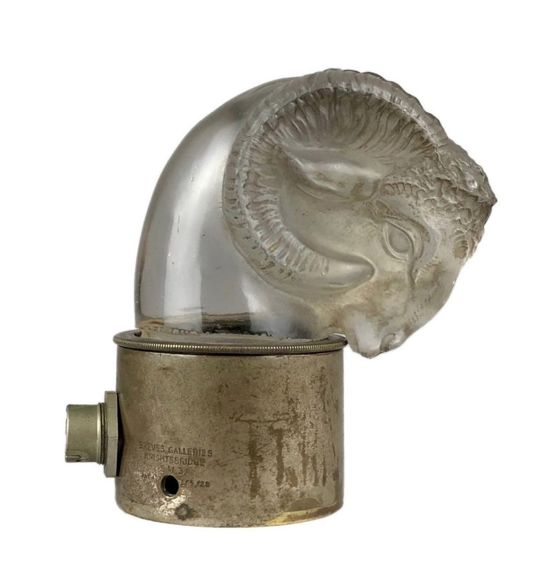 R LALIQUE 'TÊTE DE BELIER' RAMS HEAD CLEAR/FROSTED GLASS CAR MASCOT FIGURE 1136