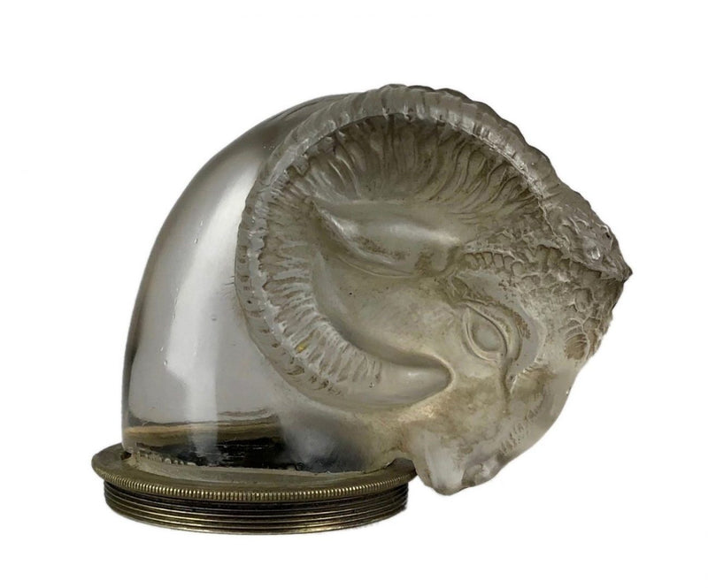 R LALIQUE 'TÊTE DE BELIER' RAMS HEAD CLEAR/FROSTED GLASS CAR MASCOT FIGURE 1136