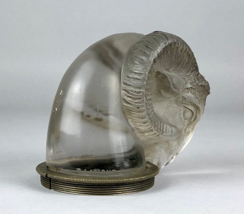 R LALIQUE 'TÊTE DE BELIER' RAMS HEAD CLEAR/FROSTED GLASS CAR MASCOT FIGURE 1136