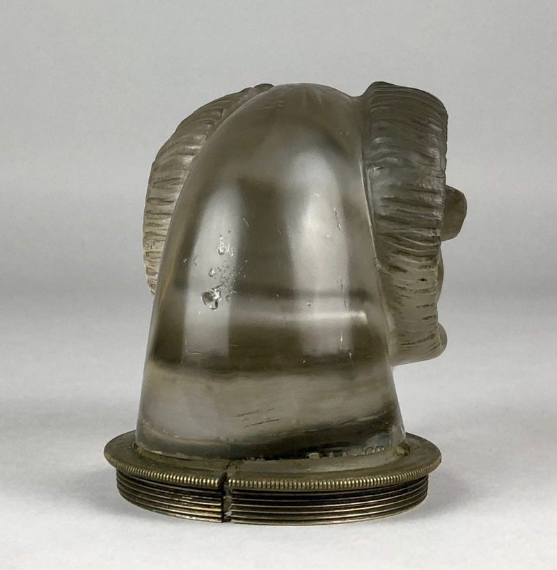 R LALIQUE 'TÊTE DE BELIER' RAMS HEAD CLEAR/FROSTED GLASS CAR MASCOT FIGURE 1136