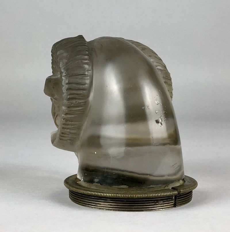 R LALIQUE 'TÊTE DE BELIER' RAMS HEAD CLEAR/FROSTED GLASS CAR MASCOT FIGURE 1136