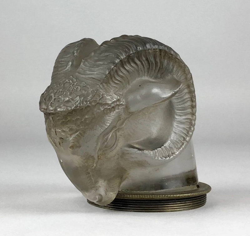 R LALIQUE 'TÊTE DE BELIER' RAMS HEAD CLEAR/FROSTED GLASS CAR MASCOT FIGURE 1136