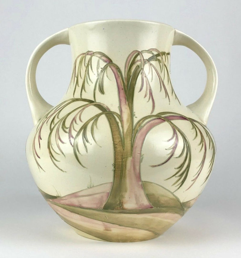 MOORCROFT POTTERY 'WEEPING WILLOW' 1930s TWIN-HANDLED BALUSTER VASE