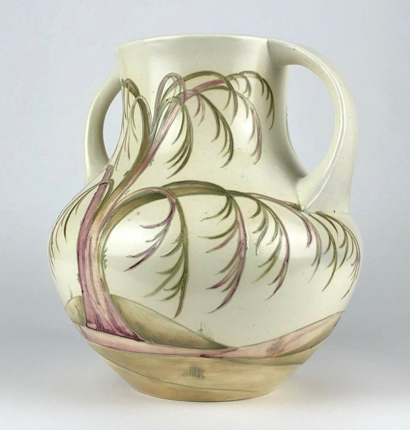 MOORCROFT POTTERY 'WEEPING WILLOW' 1930s TWIN-HANDLED BALUSTER VASE