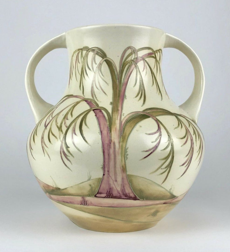 MOORCROFT POTTERY 'WEEPING WILLOW' 1930s TWIN-HANDLED BALUSTER VASE