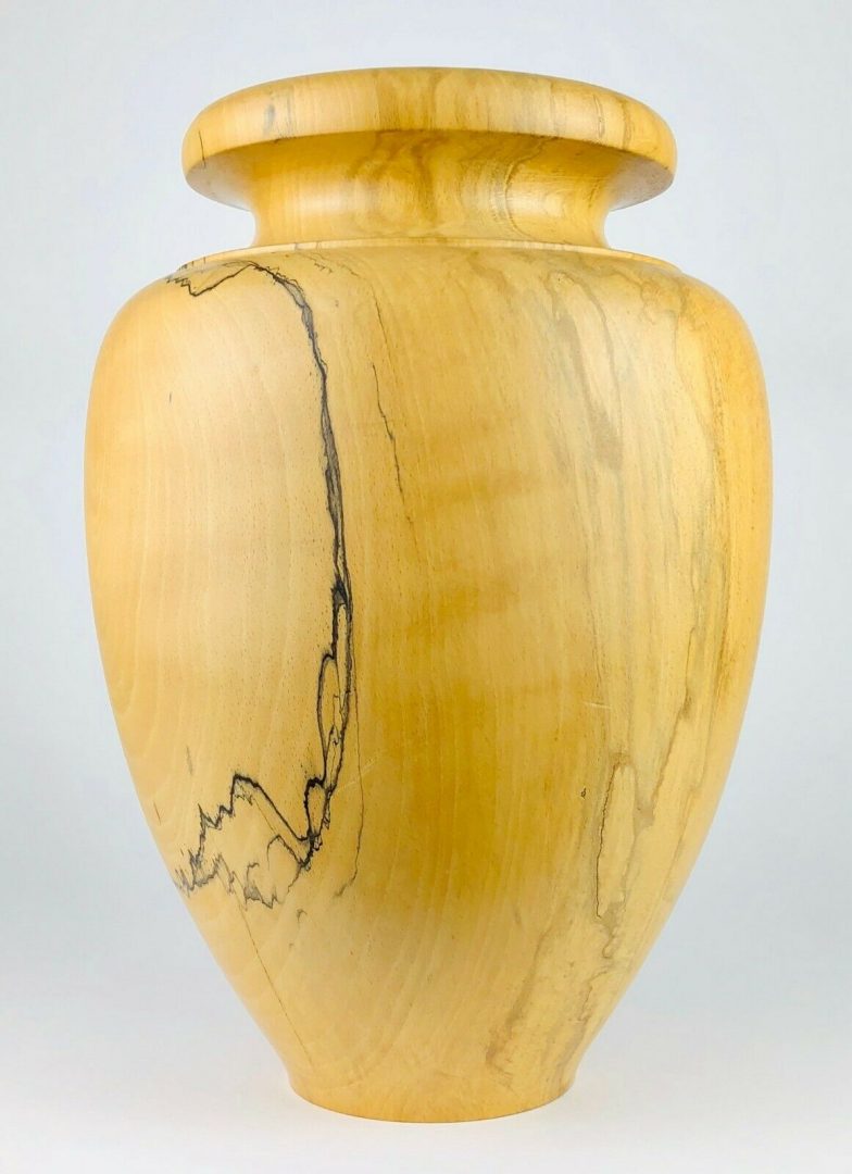 RICHARD CHAPMAN - SPALTED BEECH TURNED OVOID VASE VESSEL, SIGNED