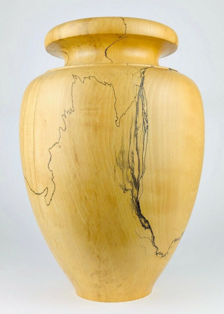 RICHARD CHAPMAN - SPALTED BEECH TURNED OVOID VASE VESSEL, SIGNED