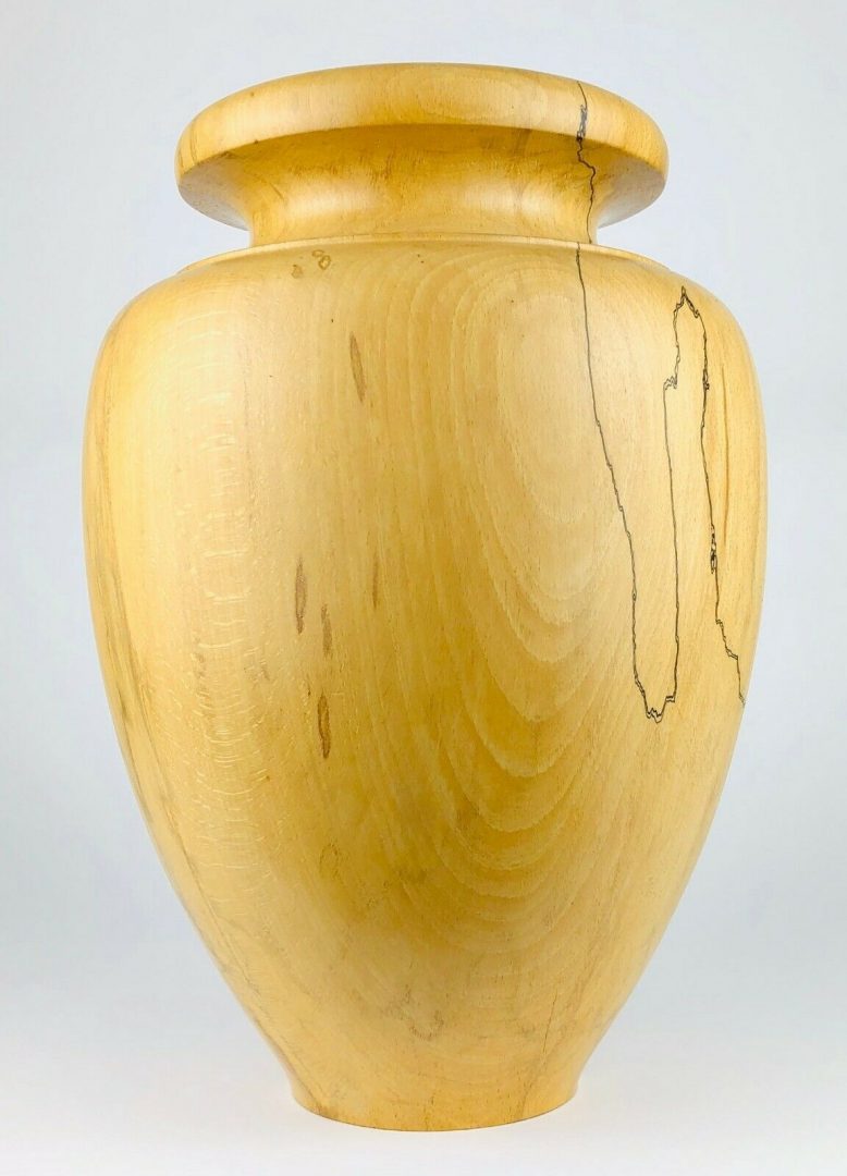 RICHARD CHAPMAN - SPALTED BEECH TURNED OVOID VASE VESSEL, SIGNED