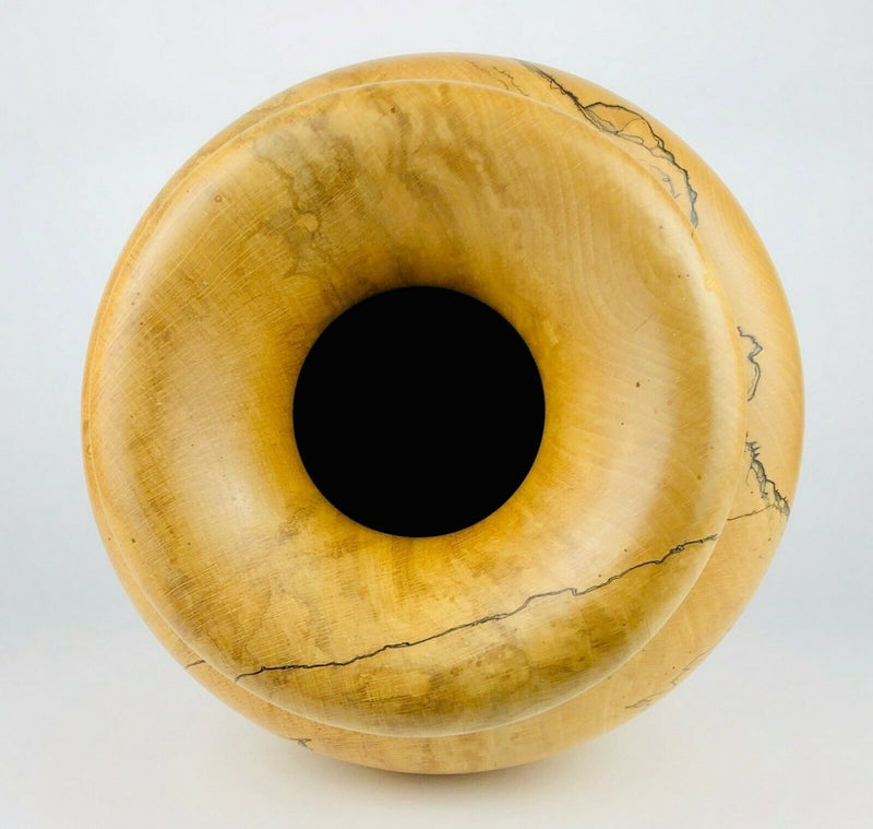 RICHARD CHAPMAN - SPALTED BEECH TURNED OVOID VASE VESSEL, SIGNED