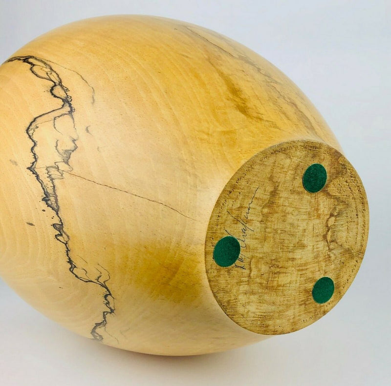 RICHARD CHAPMAN - SPALTED BEECH TURNED OVOID VASE VESSEL, SIGNED