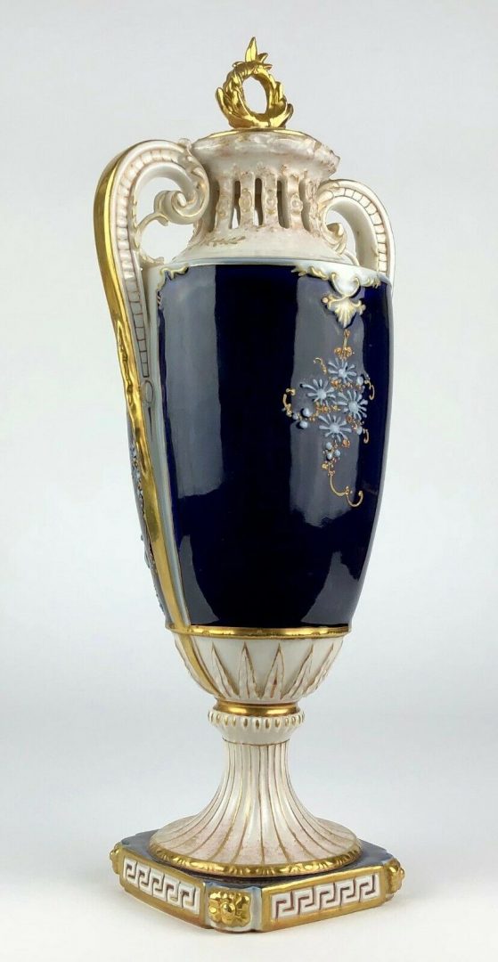 RIESSNER STELLMACHER &amp; KESSEL - LARGE AUSTRIAN PORCELAIN TWIN-HANDLED URN VASE