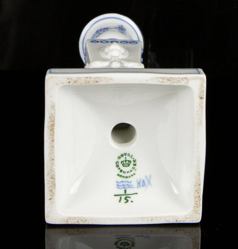 ROYAL COPENHAGEN - BLUE/WHITE SQUARE FLUTED CANDLESTICK No.15