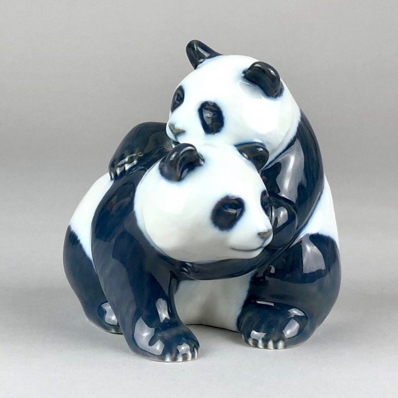 ROYAL COPENHAGEN 'PLAYING PANDA CUBS' FIGURE MODEL 667 BLACK/WHITE BEARS