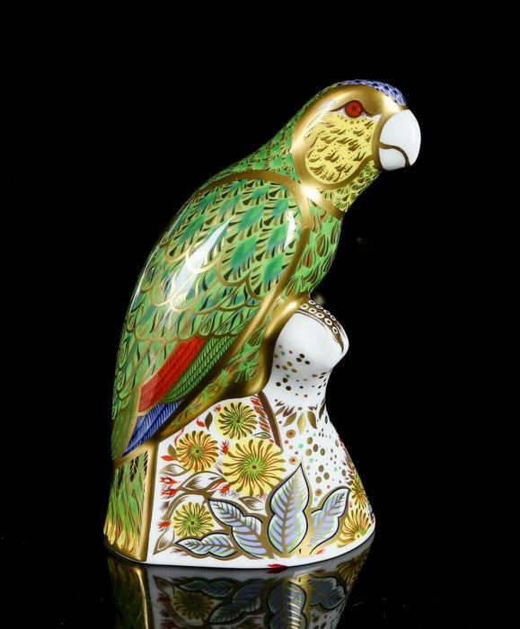 ROYAL CROWN DERBY -AMAZON GREEN PARROT- LIMITED EDITION PAPERWEIGHT FIGURE MODEL