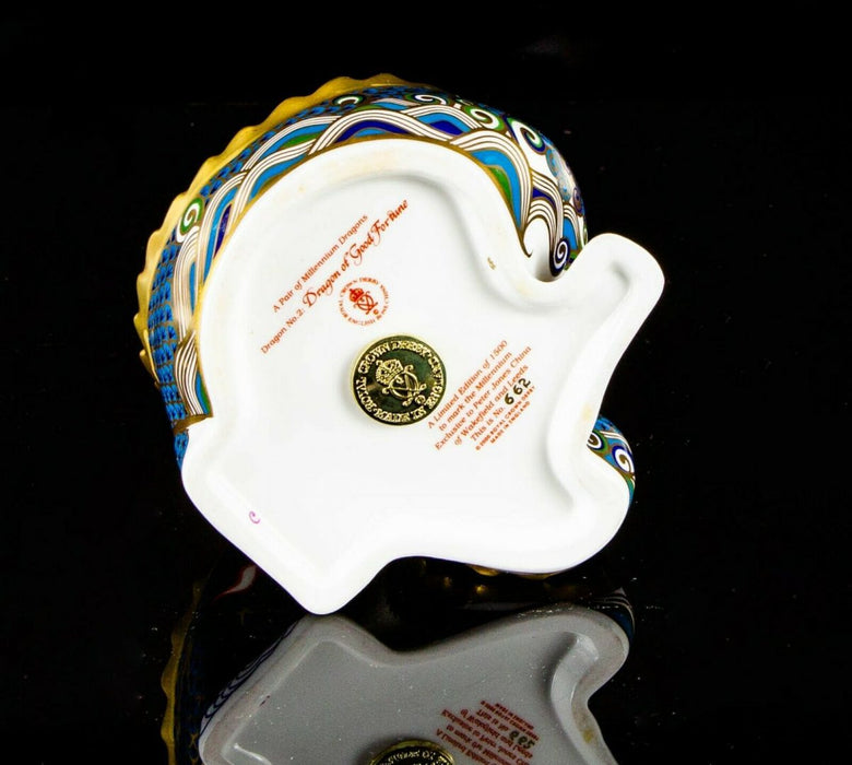 ROYAL CROWN DERBY -DRAGON OF GOOD FORTUNE- LIMITED EDITION PAPERWEIGHT FIGURE & STOPPER