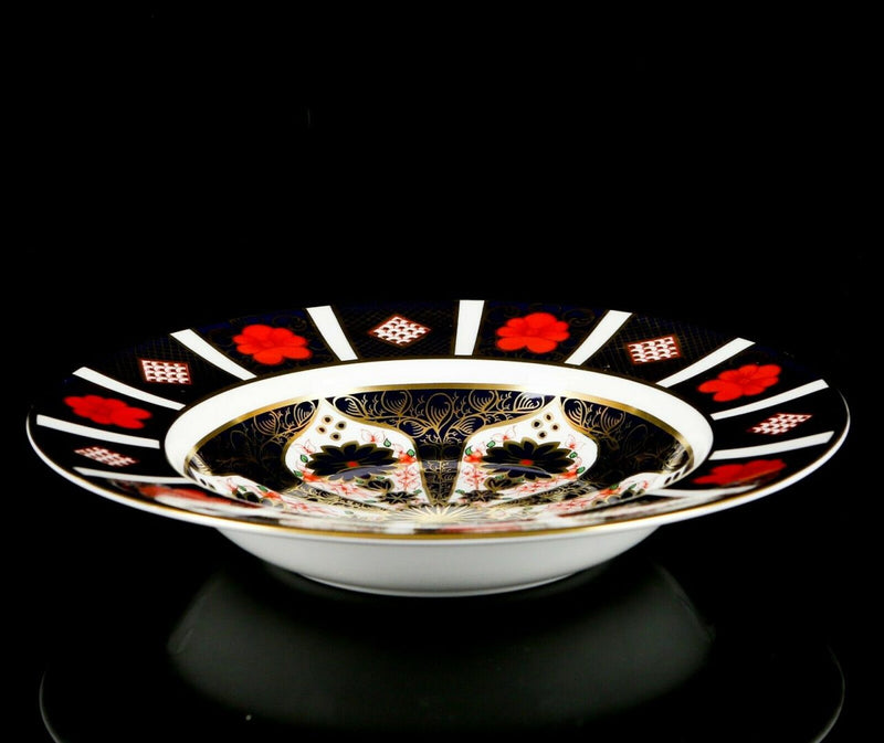 ROYAL CROWN DERBY - JAPANESE OLD IMARI 1128 GOLD RIMMED SOUP BOWL